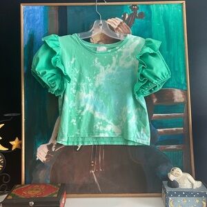 Industry Y2K Fairy Grunge Boho Tie Dye Cropped Top Frilly Sleeve